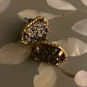 Ellie Gold Stud Earrings In Platinum Drusy